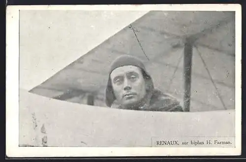 AK Renaux sur biplan H. Farman, Flugzeug
