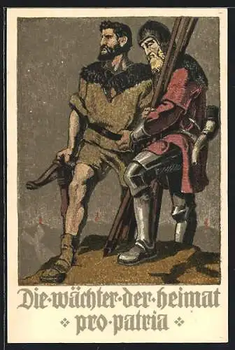 Künstler-AK Schweizer Bundesfeier 1910, Die Wächter der Heimat