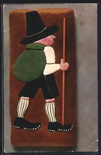 AK Wanderer auf Lebkuchen