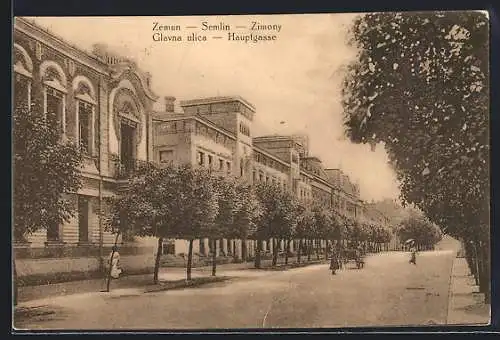 AK Semlin, Hauptgasse, Strassenpartie