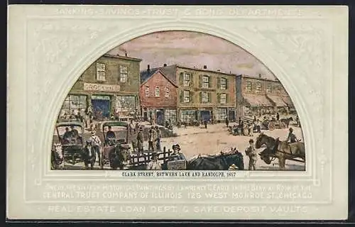 Künstler-AK Chicago, IL, Clare Street, Between Lake and Randolph, 1857