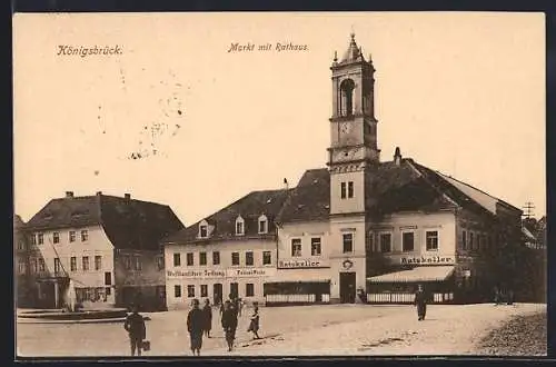 AK Königsbrück, das Rathaus am Marktplatz