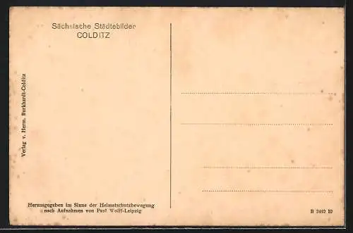 AK Colditz, Oberer Markt mit Schloss