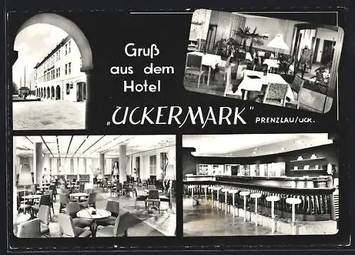 AK Prenzlau, Innen- und Aussenansicht vom Hotel Uckermark