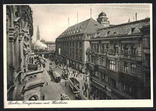 AK Berlin, Königstrasse mit Wertheim, Strassenbahn