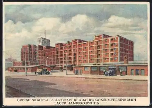 AK Hamburg-Veddel, Lager der Grosseinkaufs-Gesellschaft Deutscher Consumvereine mbH auf der Peute