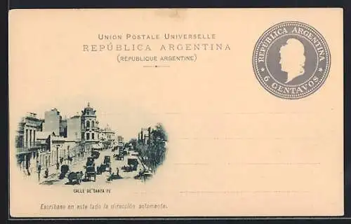 AK Buenos Aires, Calle de Santa Fe, Ganzsache