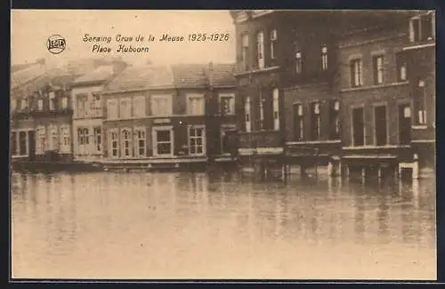 AK Seraing, Crue de la Meuse 1925-1926, Place Kuboorn