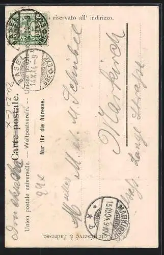 Künstler-AK Basel, Brand des Basler Stadt-Theaters 1904 2-6 Morgens