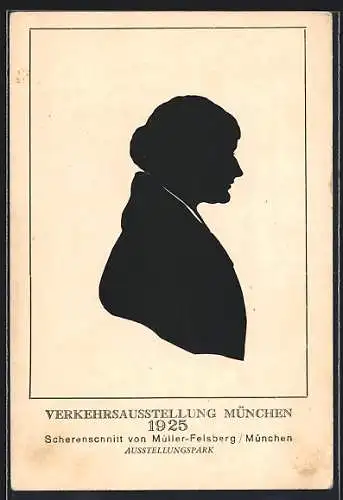 Künstler-AK München, Verkehrsausstellung 1925, Herrenportrait, Scherenschnitt
