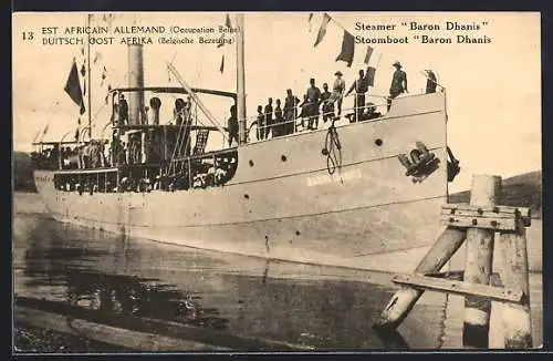 AK Passagierschiff S.S. Baron Dhanis mit Passagieren an Deck