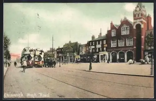 AK Chiswick, High Road, Strassenbahn