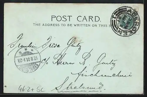 Mondschein-AK Aberdeen, Union Terrace Gardens, Pferdebahn