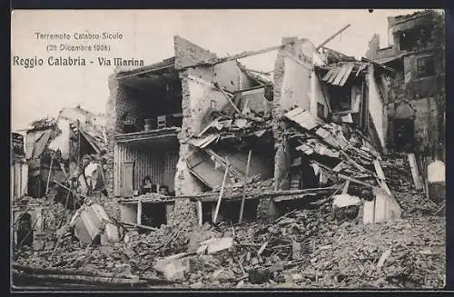 AK Reggio Calabria, Via Marina, Terremoto Calabro-Siculo, 28 Dicembre 1908