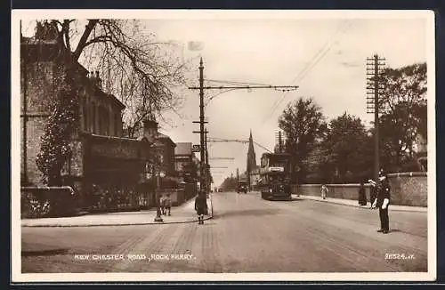 AK Rock Ferry, New Chester Road, Strassenbahn