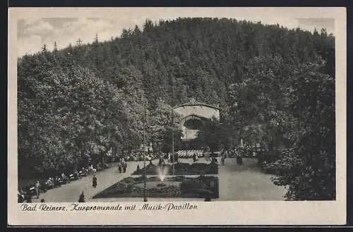 AK Bad Reinerz, Kurpromenade mit Musik-Pavillon