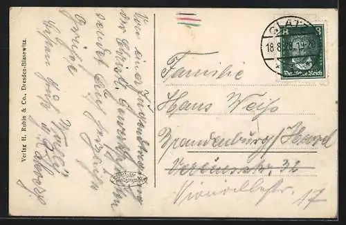 AK Glatz, Ortsansicht mit Kirche und Festung