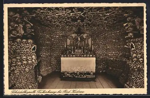 AK Tscherbeney, Altar in der Schädelkapelle, Post Mortem