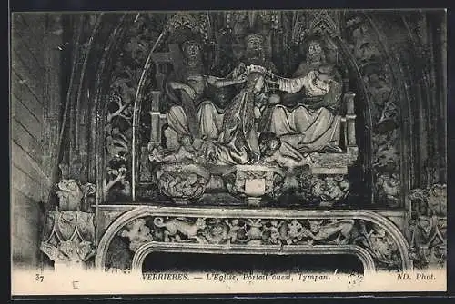 AK Verrières, L`église, Portail ouest, Tympan