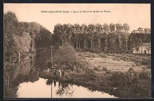AK Romilly-sur-Seine, Canal du Moulin et Jardins du Rocher