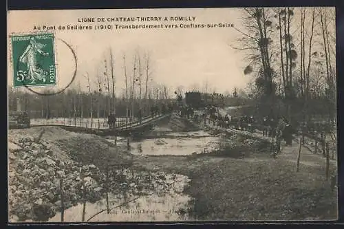 AK Conflans-sur-Seine, Pont de Sellières 1910, sur la ligne de Château-Thierry à Romilly