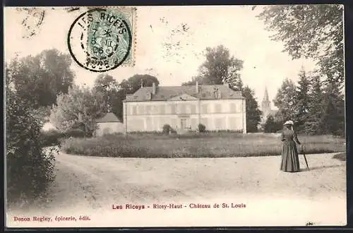 AK Ricey-Haut, Château de St. Louis avec dame sur le chemin