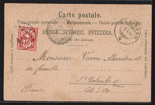 Mondschein-Lithographie Biel, Teilansicht bei Vollmond