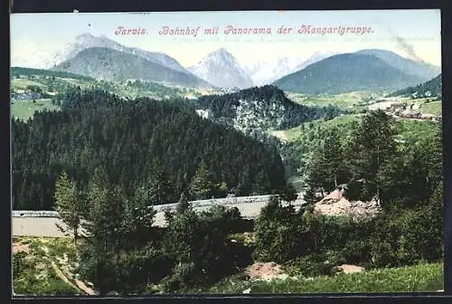 AK Tarvis, Bahnhof mit Blick zur Mangartgruppe