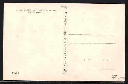AK Lienz, Ausblick vom Hotel Post auf den Kaiser Josefplatz