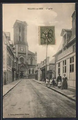 AK Villers-sur-Mer, L`Eglise, Häuserfassaden