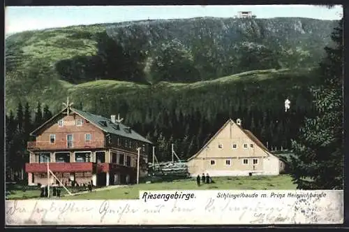 AK Schlingelbaude mit Prinz Heinrichbaude
