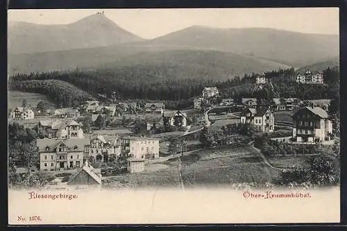 AK Ober-Krummhübel, Ortsansicht mit Umgebung und Bergen
