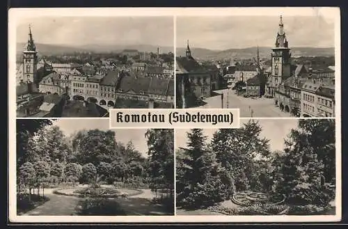 AK Komotau / Chomutov, Teilansichten und Parkanlage