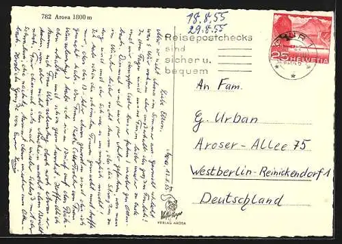 AK Arosa, Ortsansicht mit Bergpanorama