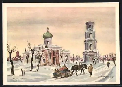 Künstler-AK Alte Kirche in Staraja Russa, Kunst im III. Reich