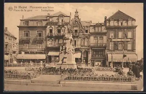 AK Heyst, Monument aux héros, Place de la gare