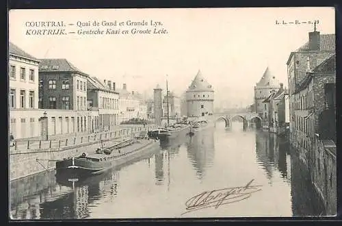 AK Courtrai, Quai de Gand et Grande Lys