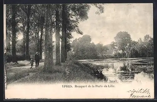 AK Ypres, Rempart de la Porte de Lille