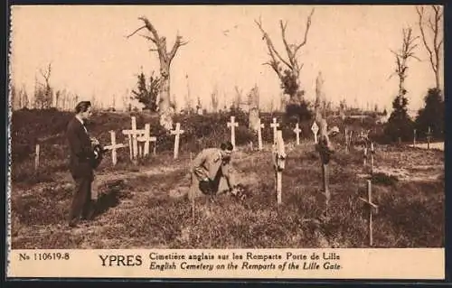 AK Ypres, Cimetière anglais sur les Remparts Porte d Lille