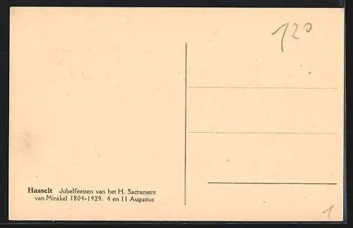 AK Hasselt, Jubelfeesten van het H. Sacrament van Mirakel 1804-1929