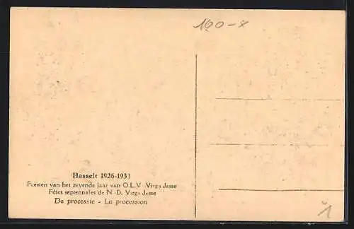 AK Hasselt, 1926-1933 Feesten van het zevende jaar van O. L. V. Virga Jesse, De processie