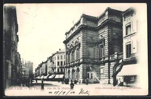 AK Louvain, Le Theatre, rue de la Station