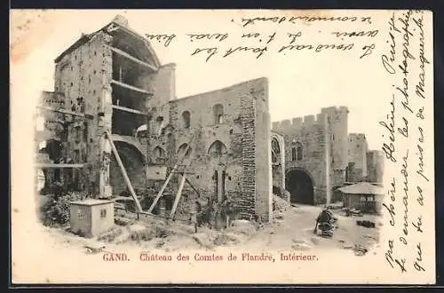 AK Gand, Chateau des Comtes de Flandre, ruine, Interieur