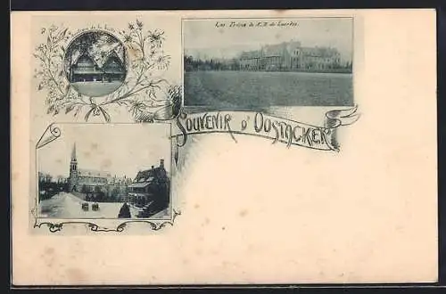 AK Oostacker, Eglise, Les Freres de ND de Lourdes, Boutique de la Grotte