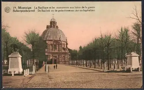 AK Montaigu, La Basilique et les monuments aux heros de la guerre