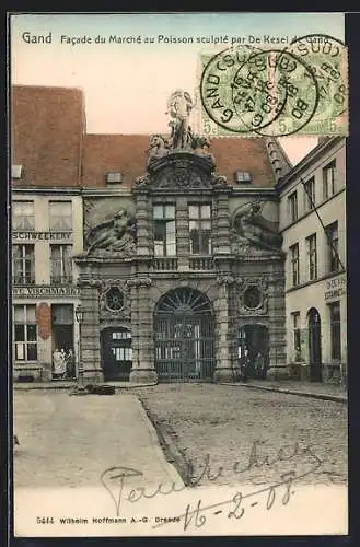 AK Gand, Facade du Marché au Poisson sculpté par De Kesel
