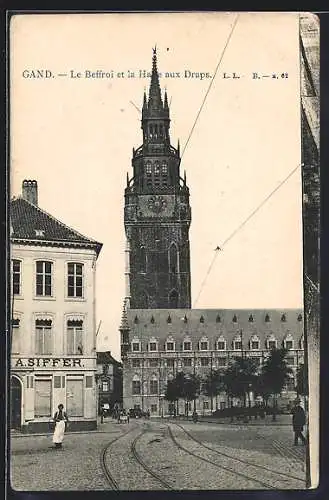 AK Gand, Le Beffroi et la Halle aux Draps