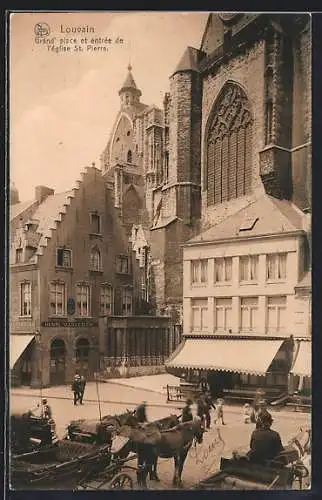 AK Louvain, Grand` place et entrée de l`église St. Pierre