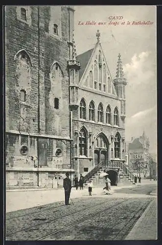 AK Gand, La Halle aux draps et le Ratskeller