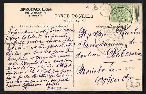 AK Ath, Vue sur la Dendre et Faubourg de Bruxelles